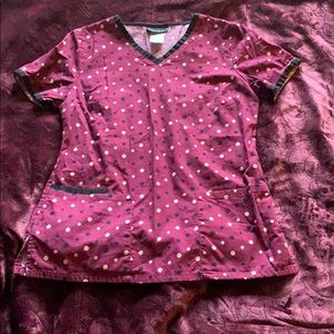 Cherokee Purple Polkadot Scrub Top